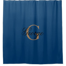 Trendig Blue Guld Snyggt Monogram Modern