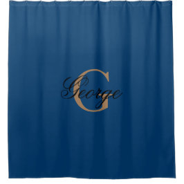 Trendig Blue Guld Snyggt Monogram Modern