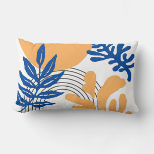 Trendig Blue Gult Abstrakt Botaniska former Art Lumbarkudde
