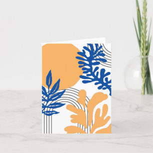 Trendig Blue Gult Abstrakt Botaniska former Art Tack Kort