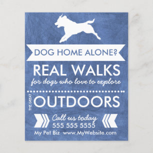 Trendig Blue Hund Silhouette Dog Walker Flygblad