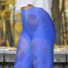 Trendig Blue Hypnotic Swirls Mönster Leggings