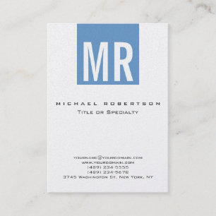 Trendig Blue Monogram Rand Affärskort Visitkort