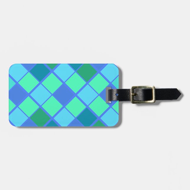 Trendig Blue och Grönt Diamond Mönster Bagagebricka (Horisontell Framsida)