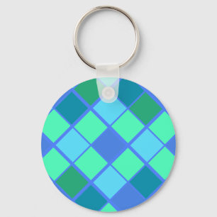 Trendig Blue och Grönt Diamond Mönster Nyckelring