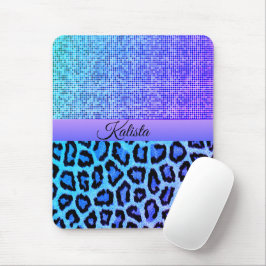 Trendig Blue och Lila Leopard Musmatta