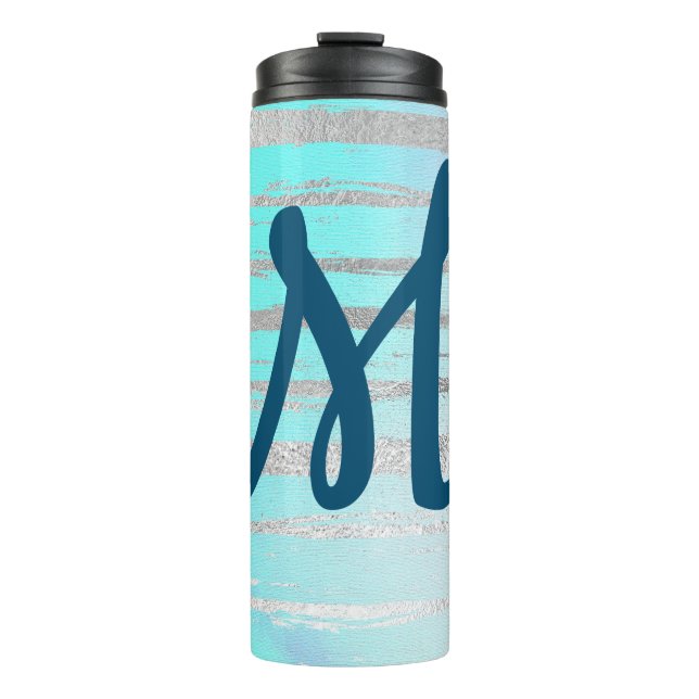 Trendig blue och silver monogram (Framsida)