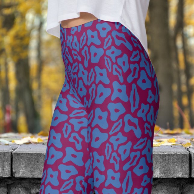 Trendig Blue och Vin Mönster Leggings (Trendy Blue and Wine Pattern Leggings)