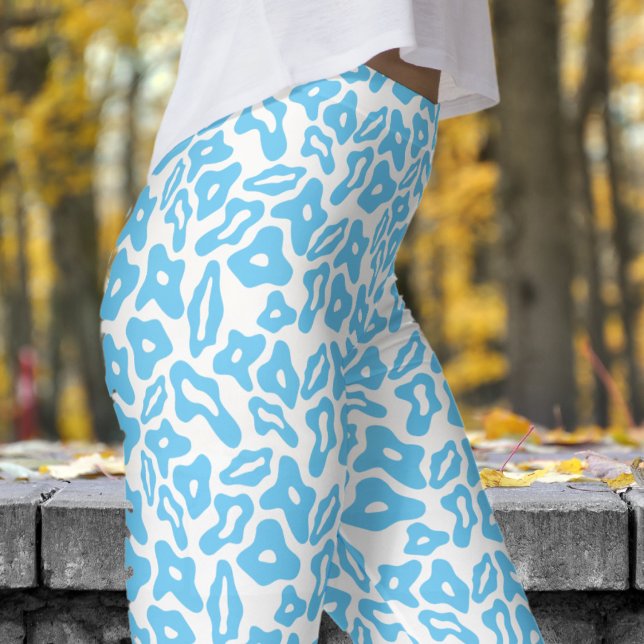 Trendig Blue och White Mönster Leggings (Trendy Blue and White Pattern Leggings)