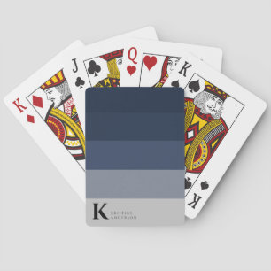 Trendig Blue Ombre Grått Classic Monogram Casinokort