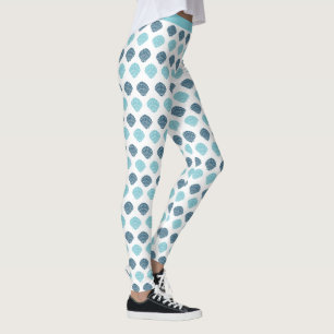 Trendig Blue Seashells Ocean Beach Theme Yoga Leggings