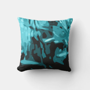 Trendig Blue Teal Aqua Camo Abstrakt Mönster Kudde