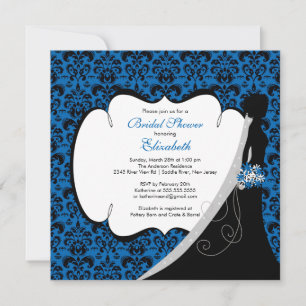Trendig Bluet Damask Bride Möhippa Inbjudan