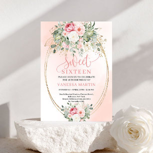 Trendig Blush Rosa Guld Sweet Sixteen Inbjudan