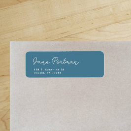 Trendig Bohemian Minimum Ocean Blue Returadress Etikett