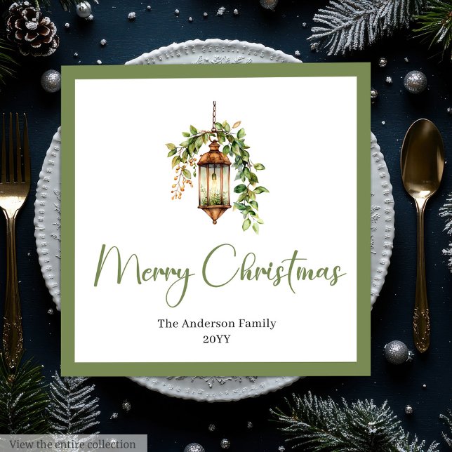 Trendig bohemisk jullykta rustik middag   pappersservett (Chic Bohemian Christmas Lantern Rustic Dinner Napkins)