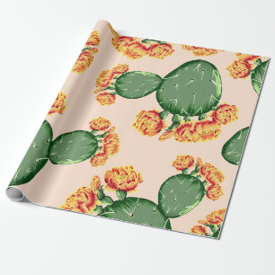 Trendig Bohemiska prickly Pear Cactus & Flowers Presentpapper