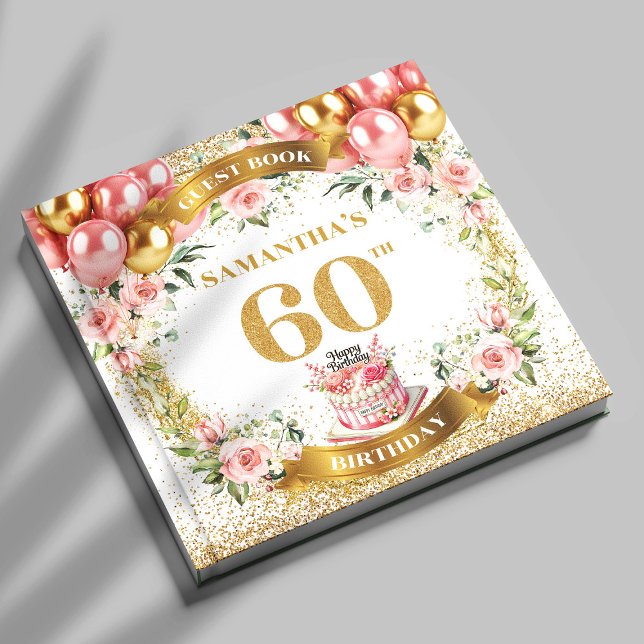 Trendig Boho 60:e födelsedagsgästen Bok Blommigt-d (Trendy Boho 60th Birthday Guest Book Floral Accent

)