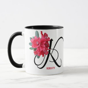 Trendig boho anpassade rödblommor Kirsty namn Mugg