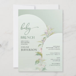 Trendig boho arch greenery  blommigt baby brunch inbjudningar