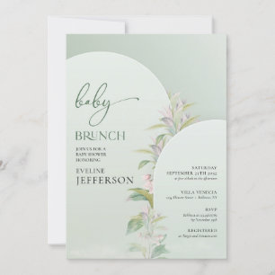 Trendig boho arch greenery blommigt baby brunch inbjudningar