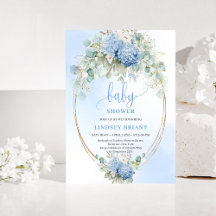 Trendig Boho Blå Blommig Barnkalas Inbjudan