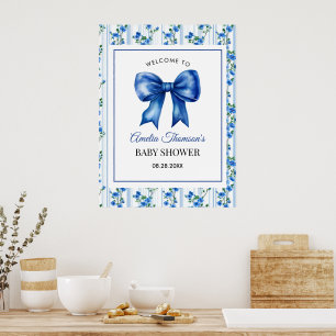 Trendig Boho Blå Vildblomma Pojke Blommig Bebis-fe Poster