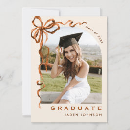 Trendig Boho Bow Ribbon 5 PHOTO Studentfest Inbjudningar