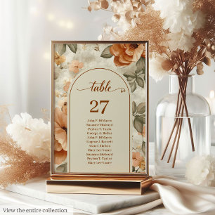 Trendig Boho Bränd Orange Elfenben Sage Blommig Br Bordsnummer