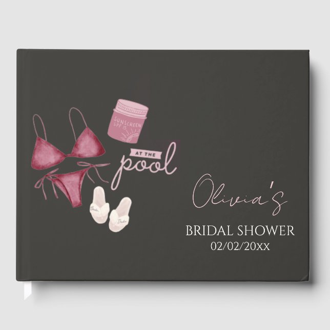 Trendig boho bröllopsfest poolfest  gästböcker (Framsida)