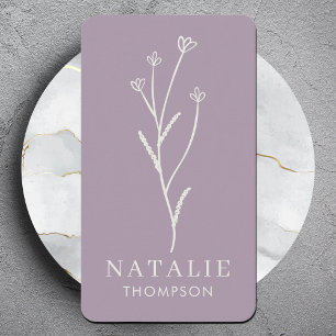 Trendig Boho Chic Minimalist Lilac Lavender Flower Visitkort
