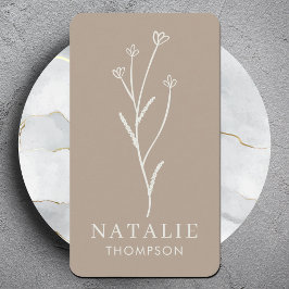Trendig Boho Chic Minimalist Rustic Griege Flower Visitkort