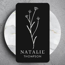 Trendig Boho Chic minimalistisk svartvitt och vit  Visitkort