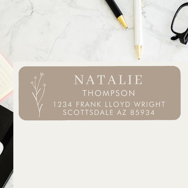 Trendig Boho Chic Mushroom Brown Returadress Etikett (Skapare uppladdad)