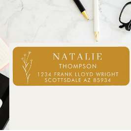 Trendig Boho Chic Mustard Gult Returadress Etikett