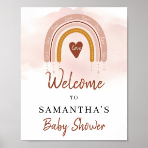 Trendig Boho Dusty Rosa Rust Rainbow Välkommen Poster