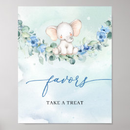 Trendig boho elephant blue blommigt eucalyptus gyn poster
