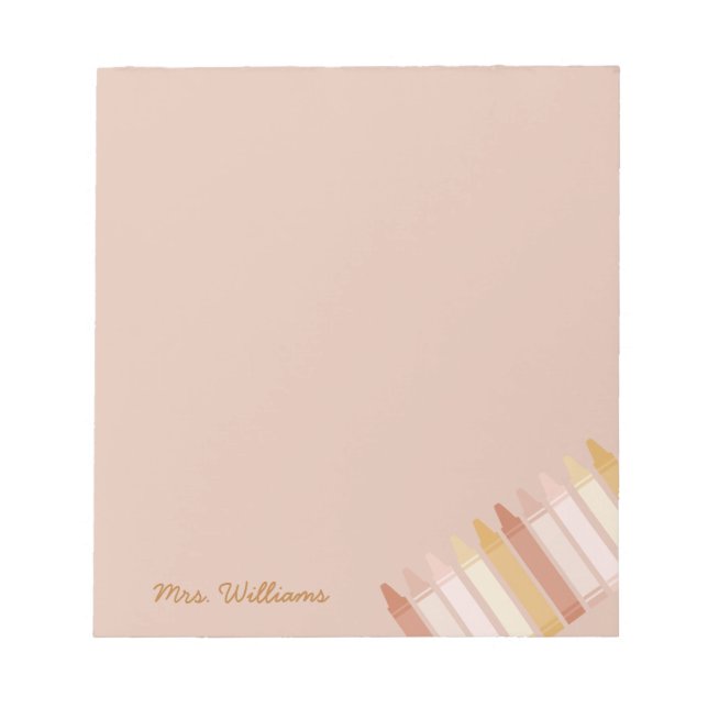 Trendig Boho Färg Crayon Teacher Namn Anteckningsblock (Framsida)