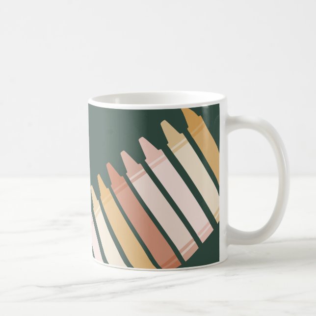 Trendig Boho Färg Crayon Teacher Namn Kaffemugg (Höger)