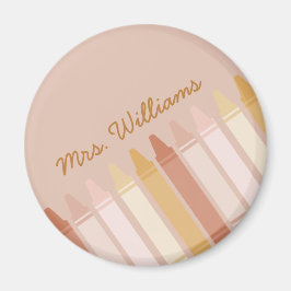 Trendig Boho Färg Crayon Teacher Namn Magnet