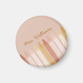 Trendig Boho Färg Crayon Teacher Namn Magnet
