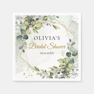 Trendig boho greenery foliage guld möhippa pappersservett