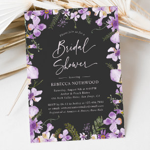 Trendig Boho Lila Wildblommor Möhippa Inbjudningar