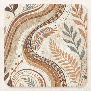 Trendig Boho Mönster Papper Underlägg Kvadrat