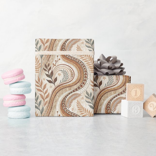 Trendig Boho Mönster Wrapping Papper Roll Presentpapper (Baby Shower)