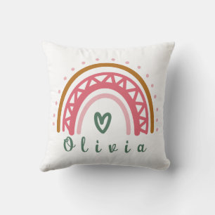 Trendig Boho Rainbow med en Personlig Namn Kudde
