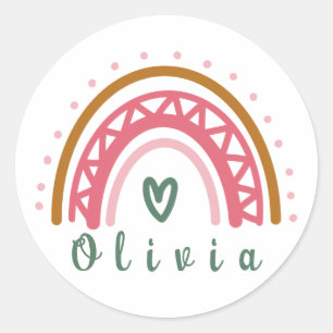 Trendig Boho Rainbow med en Personlig Namn Runt Klistermärke