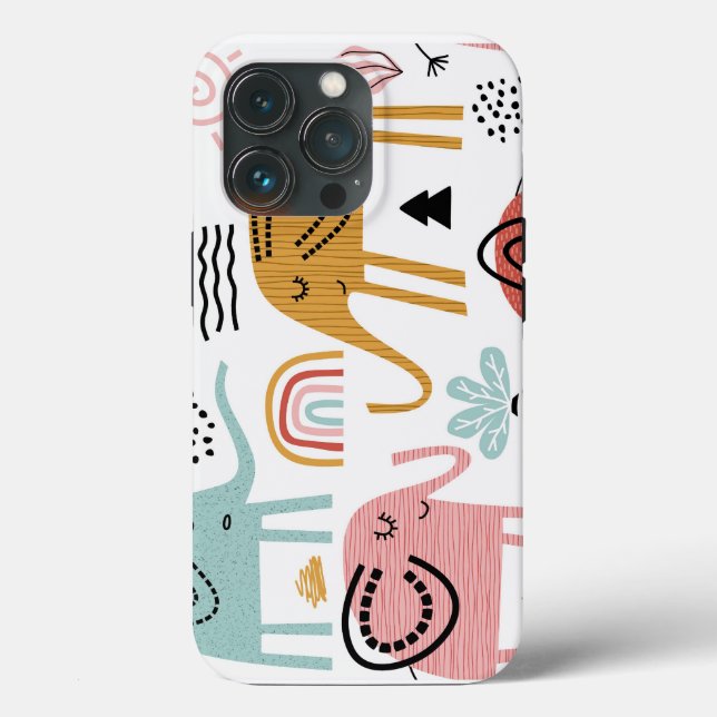 Trendig Boho Rosa Grönt Elephant Tuff Fodral iPhon (Baksida )