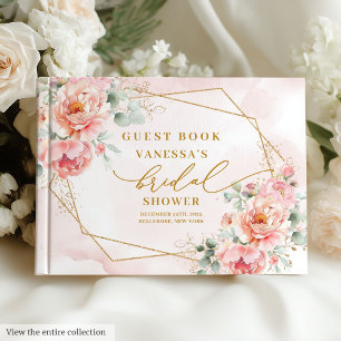 Trendig Boho Rosé Guld Blommig Bröllopsfest Gästböcker