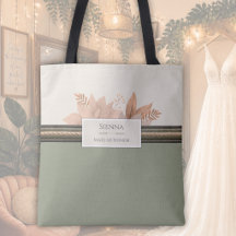 Trendig Boho Sage Botanisk Tussar för Brudtärna